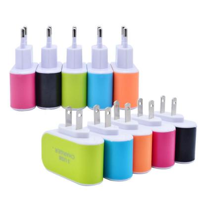 China Mobile Phone US Laptops/Tablets/Switch Plug In 3 USB Wall Chargers 5V 3.1A LED Travel Adapter For Mobile Phone for sale