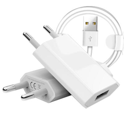 China 2021 New Product Portable EU Adapter USB Wall Mobile Phone Chargers Mobile Phone/Universal Charger Head Earphone For iPhone for sale