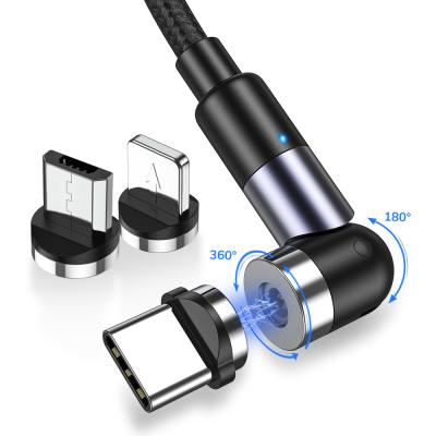 China 540 Degree Magnetic Charging Type Cable 3 In 1 Magnetic Mobile Phone Charger Cable 1M for sale