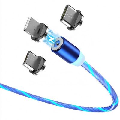 China Type New Original 2.4A Fast Charging And Transmitting Cable 3 In 1 Magnetic LED Usb Cable For Mobile Phone for sale