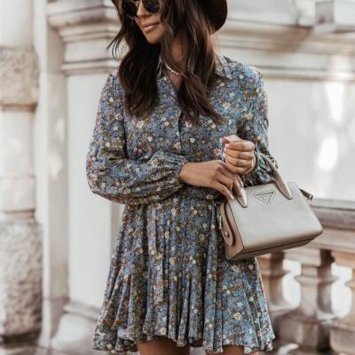 China European and American women's wholesale new fashion Anti-wrinkle leopard print style long-sleeved shirt dress for sale