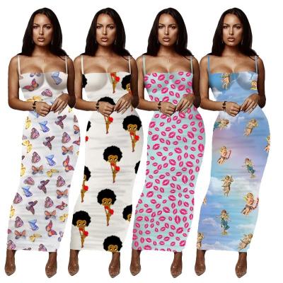 China 2021 New Fashion Women's Anti-Static Cascading Ruffle Sexy Halter Bodycon Bandage Backless Casual Dress for sale