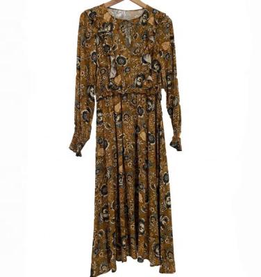 China Wholesale 2022 New Fashion Breathable Women Clothing Lady's Long Sleeves Floral Printed Elegant Casual Dresses for sale