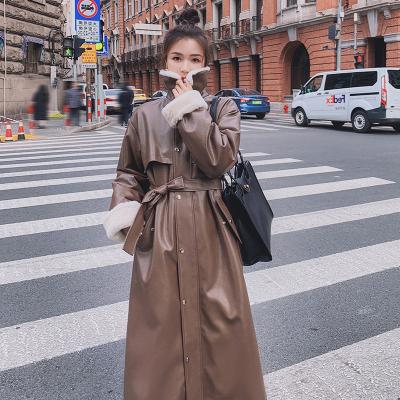 China 2022 New Plus Xs-XL Anti-wrinkle 2022 Long Velvet Large Size Thickening Loose Car Leather Jacket For Women for sale