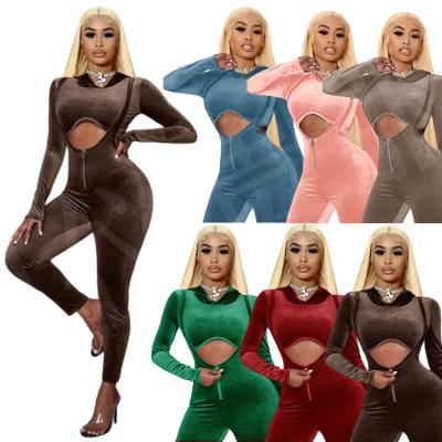 China 2022 Breathable Solid Color Plus Size S-2xl Three-Dimensional Cut Hoodie Tight Backless Long Sleeve Sexy Suit for sale
