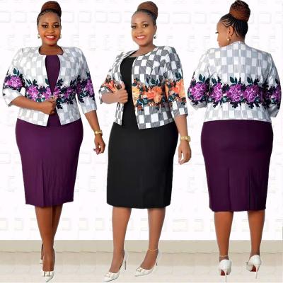 China 2022 New Breathable Large Size High Quality Printed Two Piece Set Of Africa Top Dress 2xl-6xl for sale