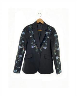 China Hot Selling Anti-wrinkle Custom Women Floral Embroidered Solid Color Blazers Ladies Casual Suits for sale