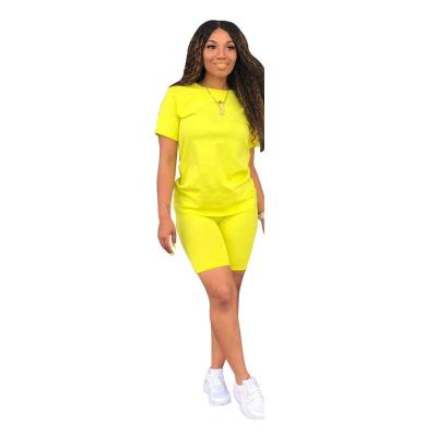 China 2021 New Fashion QUICK DRY Tops And Shorts 2 Pcs Set Solid Color Women Casual Wear Outfits for sale