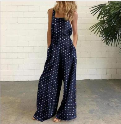 China 2022 Summer Women's One-Piece Overalls 5 XL Long Stain Cotton Canvas Decoration Loose Sleeveless Sexy Wholesale Touch