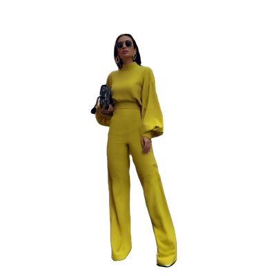China 2022 New Arrivals Solid Color Women Anti-static Wide Leg Lantern Sleeve Long One Piece Overalls for sale