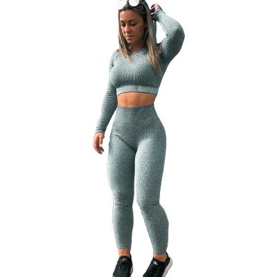 China 2022 New Arrivals High Waist Fitness Solid Color Breathable Tight Seamless Yoga Leggings Sets For Women for sale