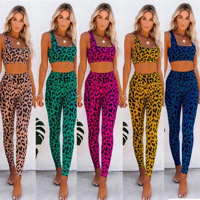 China Breathable 2022 High Waist Yoga Pants Cool Dry Quick Dry Leopard Print Tummy Control Yoga Pants Sports Yoga Set for sale