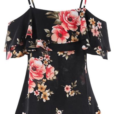 China Wholesale Fashion Summer Anti-Shrink Off The Shoulder Women Ladies Chiffon Tops Floral Print Blouse for sale