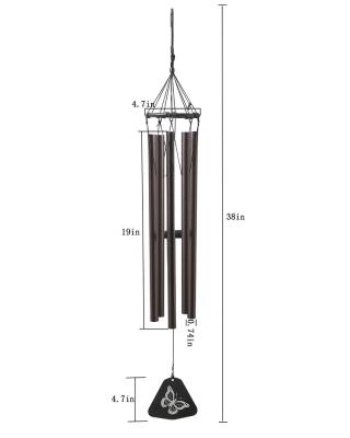 China Personalized Retro Wind Chime Best Gift Rings Decor For Garden Patio Wind Bell Memorial Wind Rings 5 Aluminum Tubes Butterfly Pattern Wind Rings Outdoor for sale