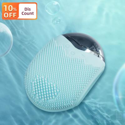 China Pore Remover Multi Function Silicone Ultrasonic Exfoliating Radio Charging Silicone Rechargeable Waterproof Electric Face Cleansing Brush for sale