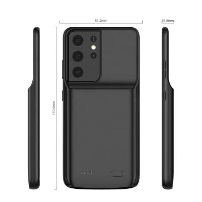 China Free Sample Wireless Charging Wireless Charging Case For Samsung Galaxy S21 Ultra Portable Power Bank 5000 mAh Battery for sale
