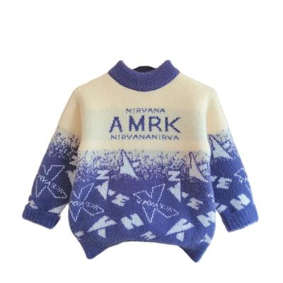 China Sustainable Child Boy's Sweater Soft Winter Clothes Kids Cute Knitted pullover Sweaters Children Clothing Gradient Color for sale