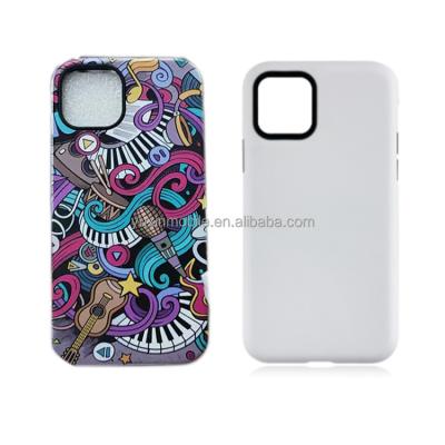 China 3D Shockproof Coated Sublimation 2 in 1 Hard Bank Phone Case Tpu PC Sublimation Blanks Phone Case For Iphone 12 pro /hot 11 max play for sale