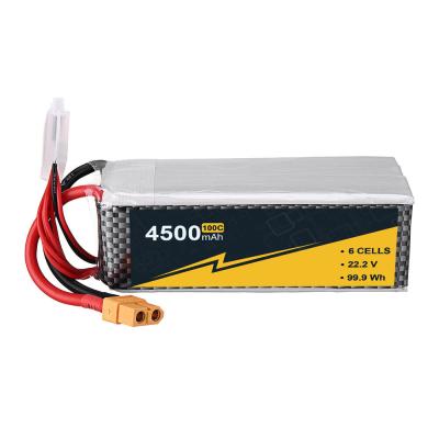 China Customized 22.2V 6s Li Ion Drone Battery 4500mah Lipo Battery 100C for sale