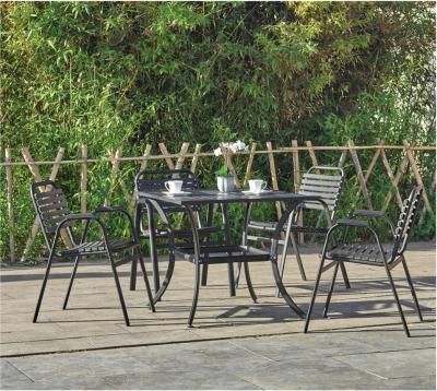 China Waterproof Outdoor Garden Furniture Dining Chairs And Patio Plastic Wood Table for sale