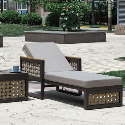 China Modern High Quality Rope Woven Garden Lounger Pool Sun Bed Outdoor Sun Lounger for sale