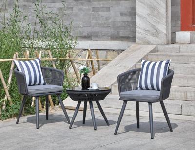 China 3pcs Waterproof Steel Rattan Chair and Outdoor Coffee Table Balcony Rattan Set for sale