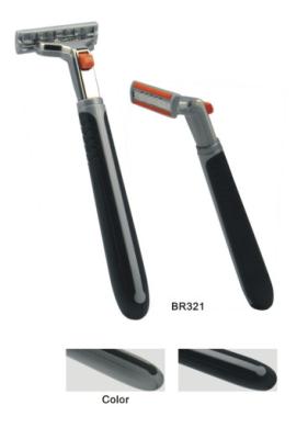 China Plastic handle triple blade razor , Custom Male manual shaving razor for sale