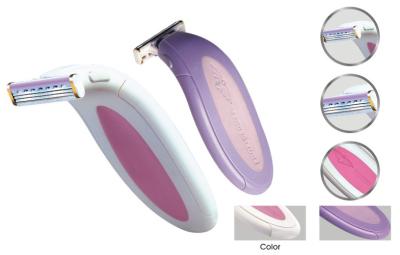 China Plastic Ladies Series Tripe Blade Razor With 1 Cartridges Store Stand for sale
