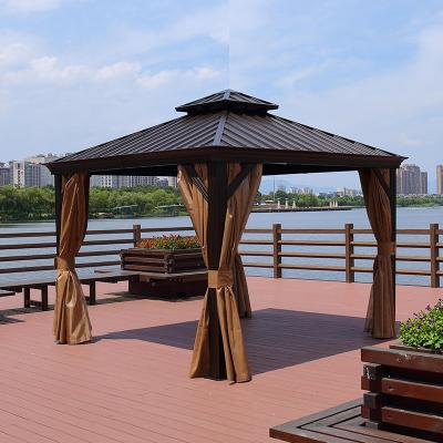China Gazebo exterior con techo duro Gazebo de metal con techo duro Gazebo con cortina y red en venta