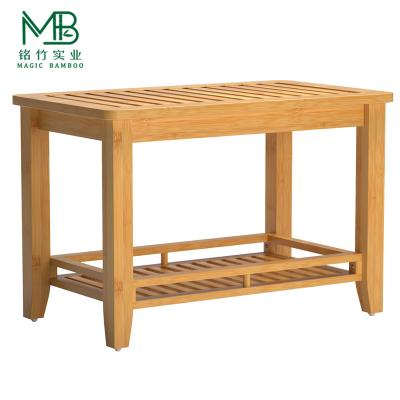 China Wholesale New Design Bamboo Storage Stool With Shelf For Household Bathroom for sale