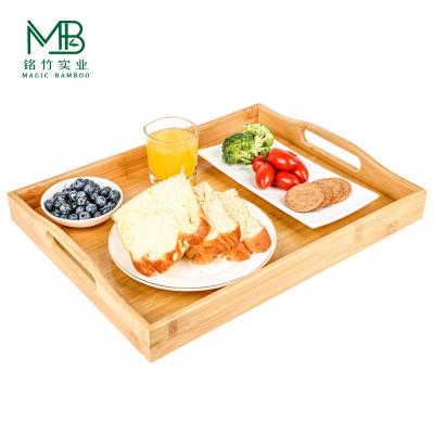China Wholesale Eco-Friendly Bamboo Tea Tray With Handle For Breakfast for sale