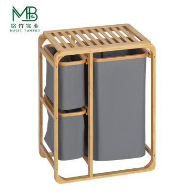 China Bamboo Bedroom Storage Rack With Multipurpose Storage Bags for sale