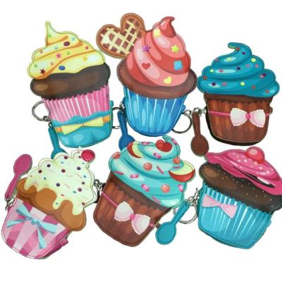 China Fashion Kawaii Coin Wallet Cupcake Shape Waterproof Coin Purse Key Chain PU Coin Purse for sale