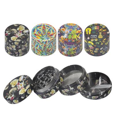 China Herb Grinding Tobacco Multi Pattern 40*36mm Herb Grinder 4 Parts Zinc Metal Tobacco Grinder Crusher Grinder for sale