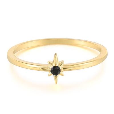 China TRENDY chaozhong 18k gold plated black zircon star shaped 925 sterling silver ring jewelry accessories women for sale