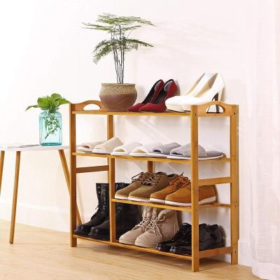 China Easy Assemble Natural Bamboo Shoe Rack Bamboo Shoe Shelf With Two Tiers for sale