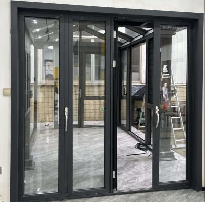 Chine Porte double en aluminium gris Faible entretien et options de verre transparent pour une efficacité élevée à vendre