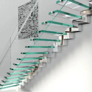 China OEM/ODM Escalera de vidrio de diseño elegante personalizado con barandilla de vidrio y led automático en venta
