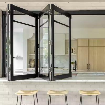 China Vertical Aluminum Bi-Folding Window High Energy Efficiency With Customized Glass And Frame for sale
