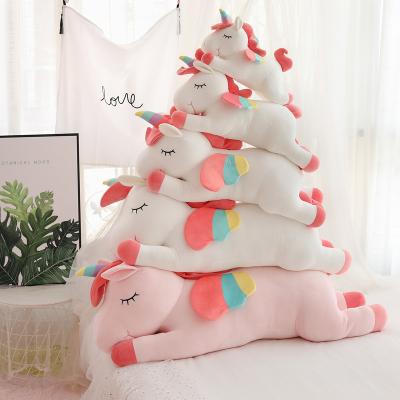 China Eco-friendly Material Cute Stuffed Animal Toys Unicorn Ride On Toys Soft Plushies Warm Cushion Nice Sleeping Throwing Pillow Gift For Children for sale