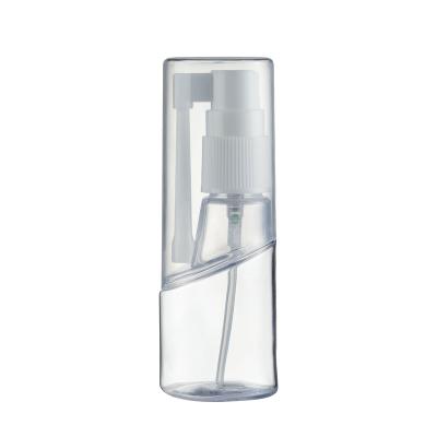 China Non Spill 25ml PET Oral Throat Spray Special Shape Bottle With Transparent Over Cap for sale
