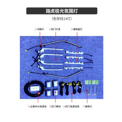 China New Automobile Interior Decoration System Car LED 19 Lights Interior Ambient Lighting Kit For Land Rover Aurora 14 for sale
