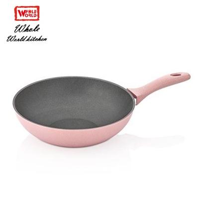 China General use for Zhejiang industrials wholesale cookware aluminum non-stick pink wok gas and induction cooker for home cooking for sale