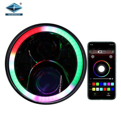 China Dot Approved E9 Angel Eyes DRL Rotating Light RGB Auto Halo Round Headlight 7