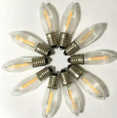 China Christmas Decoration Lights LED Filament Candle Bulb 12V 24V 0.2W C6 E10 Base Christmas Bulb Replacement Warm White Led Christmas Bridge Lights for sale