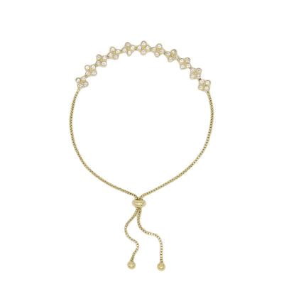 China Hot Sale Classic Crystal Rhinestone Flower Gold Plated PVD IP Coated Ion Plated Bracelet for sale