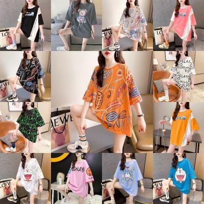 China Anti-Shrink New Long T Shirt Women Fashion Personalized Printing Short Sleeve T Shirt Dress Clothing Casual Custom Summer XXL Western Cotton for sale