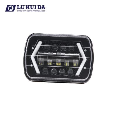 China Die Cast Aluminum Housing Top Selling 7 Inch 45W Waterproof Work Light Truck New Lighting Square Auto Cars Led Hi-Lo Beam Light Halo DRL Amber Turn Signal for sale