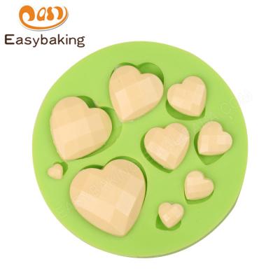 China Diamond Silicone Mold Fondant Cake Viable Chocolate Heart Shape Decoration for sale