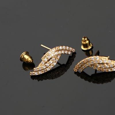 China Fashion TRENDY Wholesale Earrings Studs Women Gold Filled Shiny Zircon Statement Earring for sale